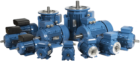 Motores elétricos de cor azul